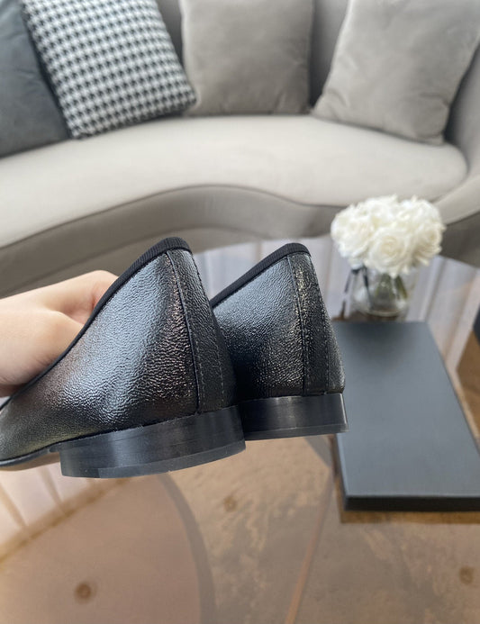 BALLET FLATS ALL BLACK LAMBSKIN - 35