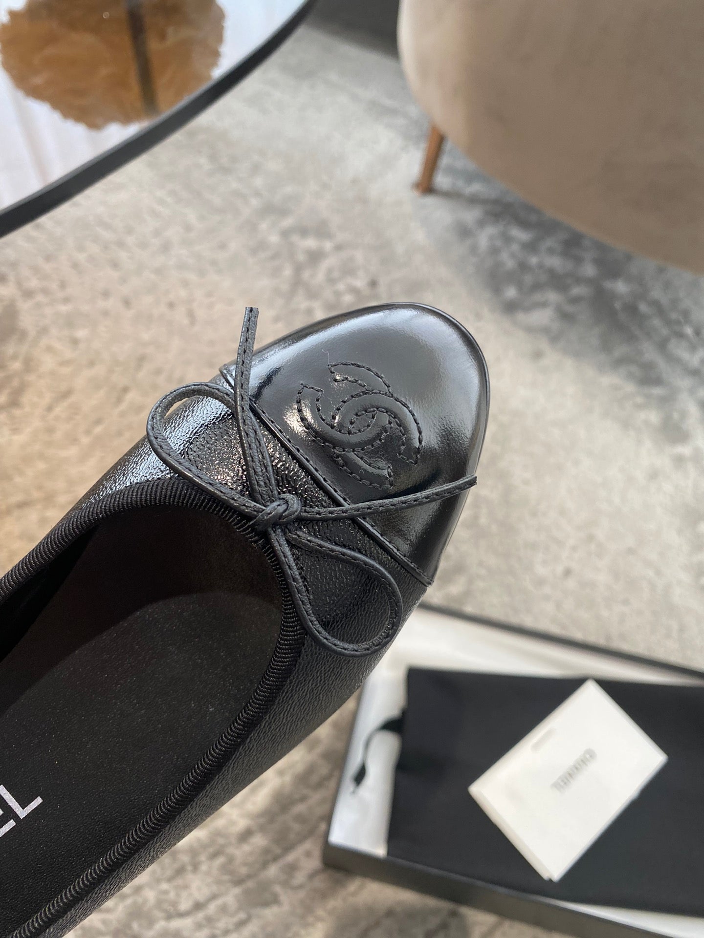 BALLET FLATS ALL BLACK LAMBSKIN - 35