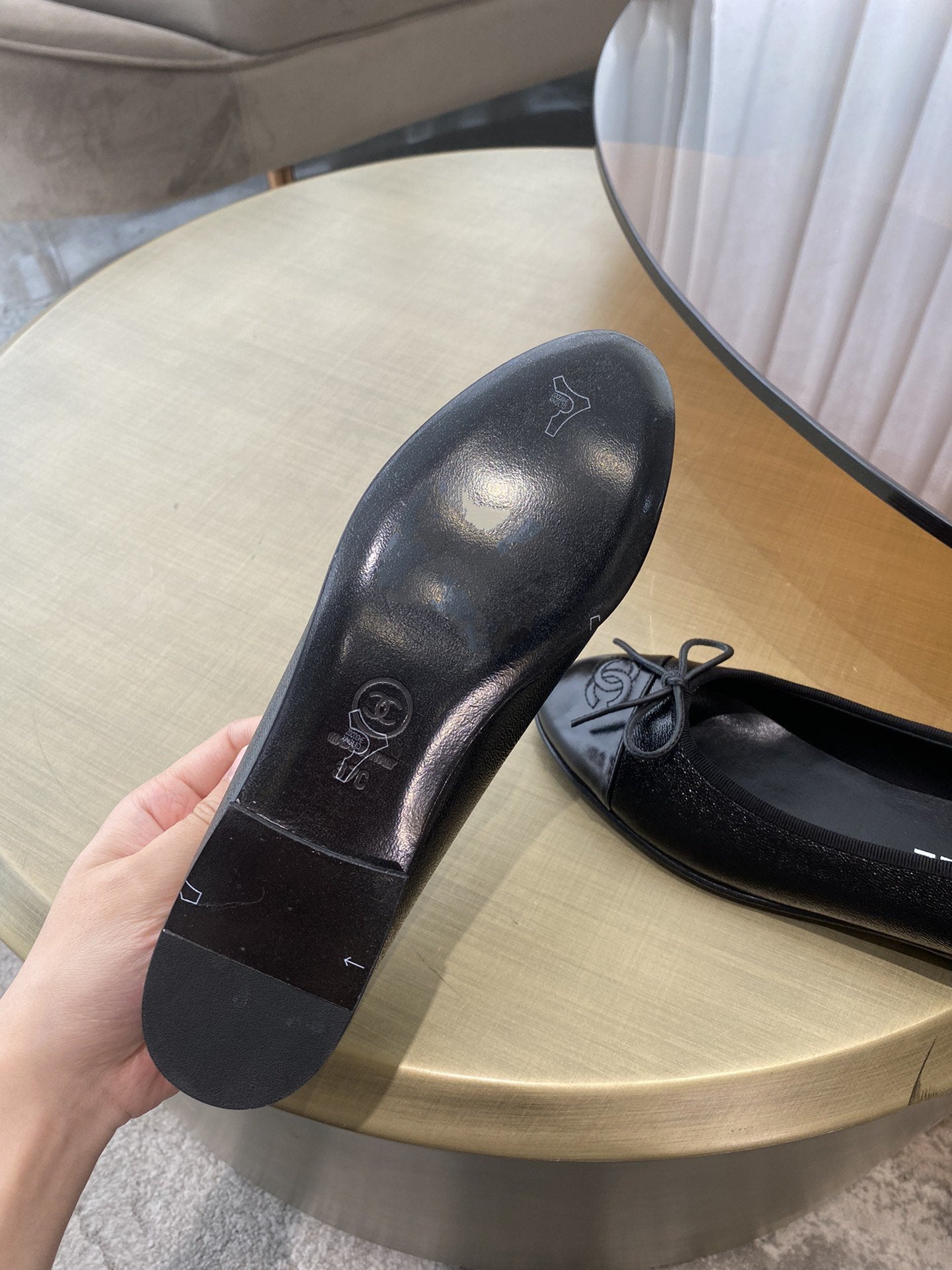 BALLET FLATS ALL BLACK LAMBSKIN - 35