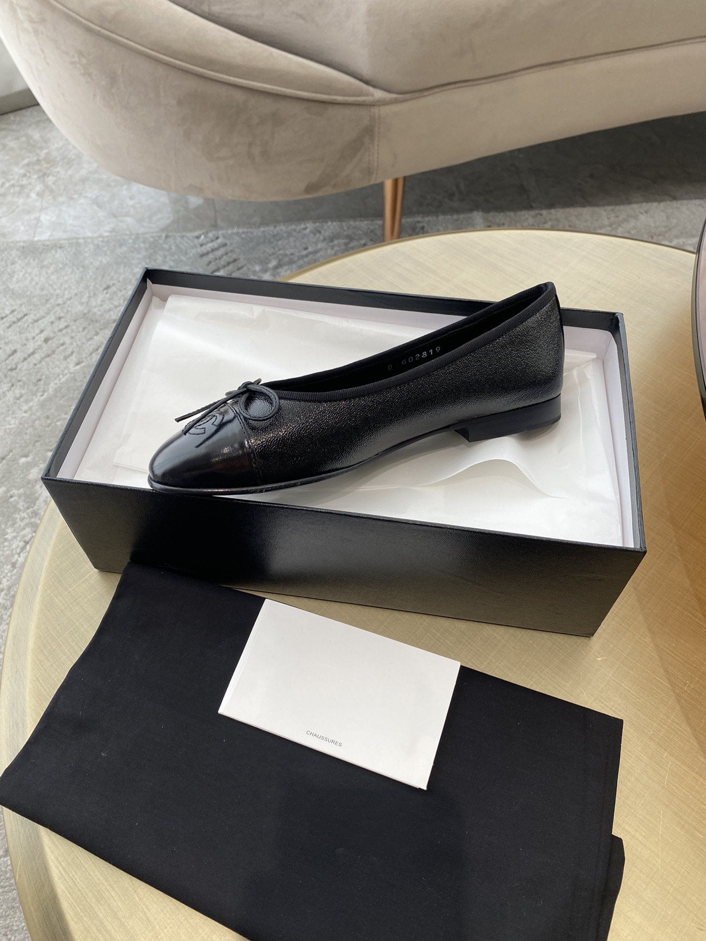 BALLET FLATS ALL BLACK LAMBSKIN - 35