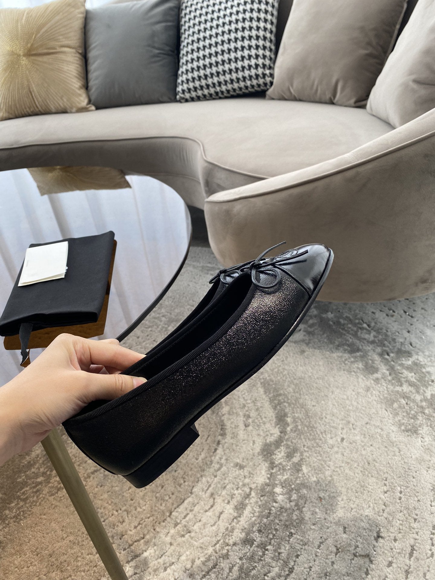 BALLET FLATS ALL BLACK LAMBSKIN - 35