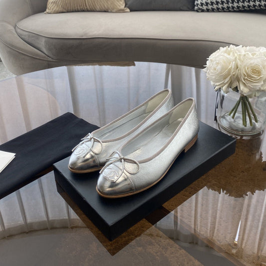 BALLET FLATS SILVER LAMBSKIN - 35