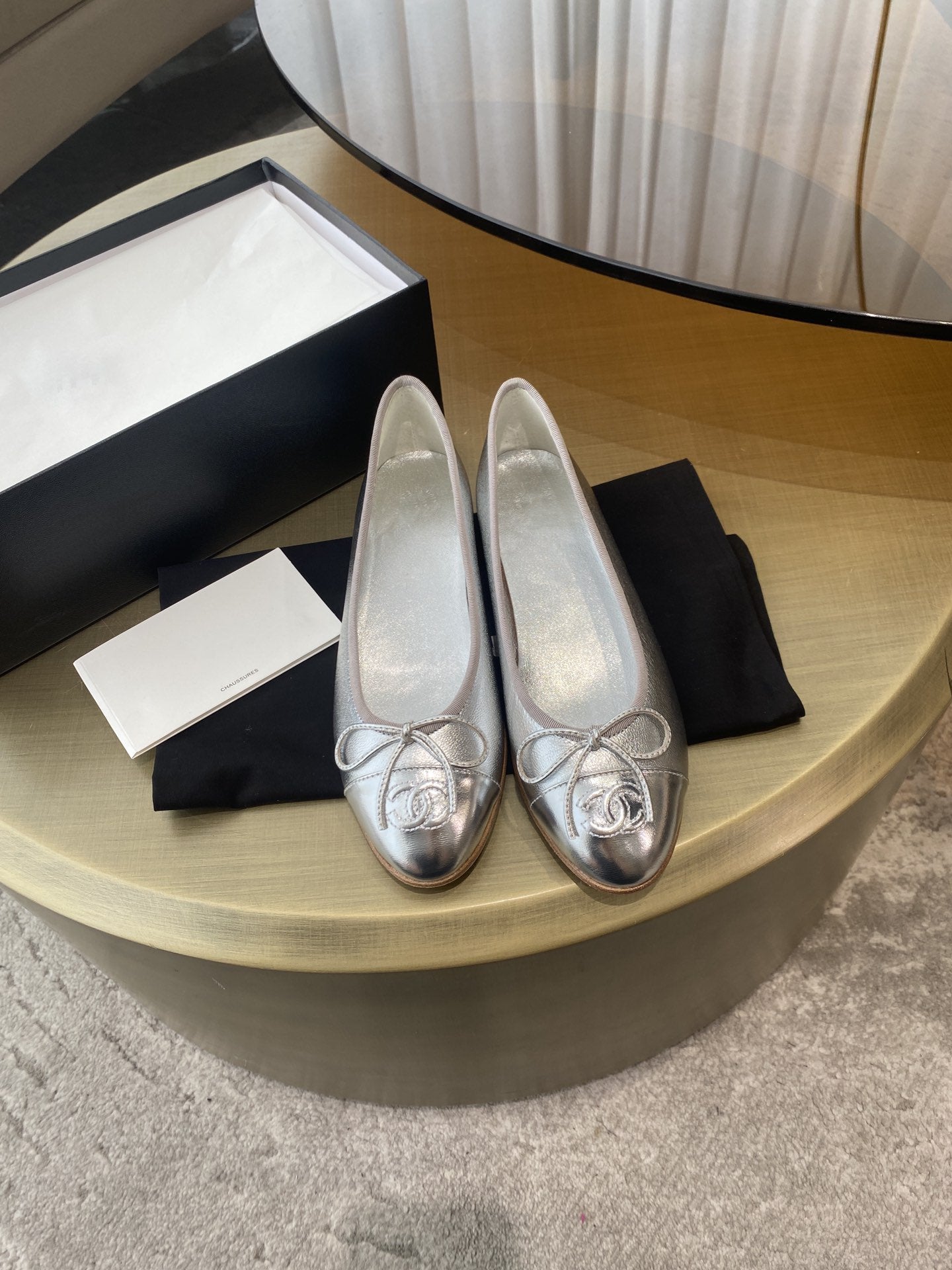 BALLET FLATS SILVER LAMBSKIN - 35