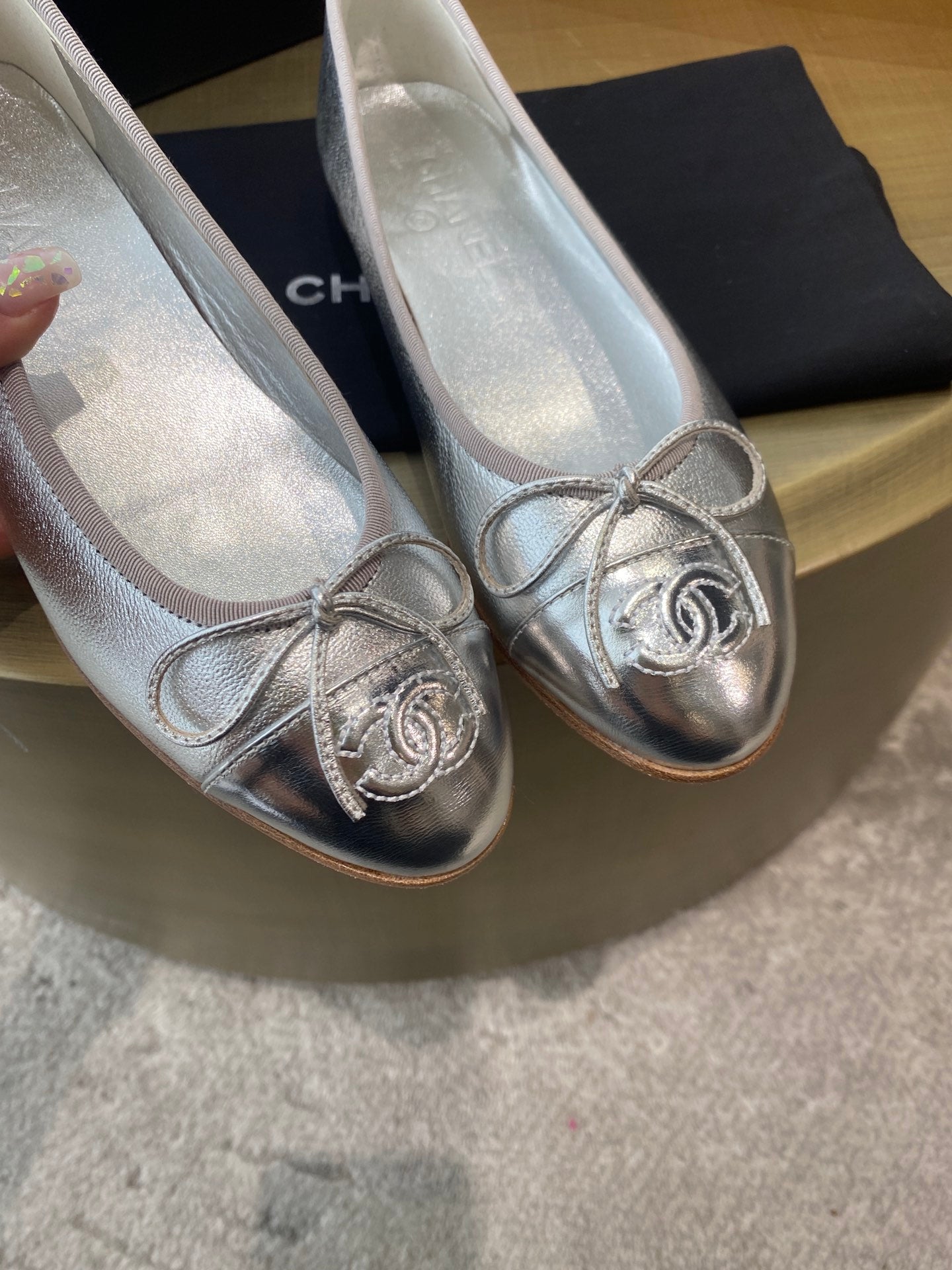 BALLET FLATS SILVER LAMBSKIN - 35