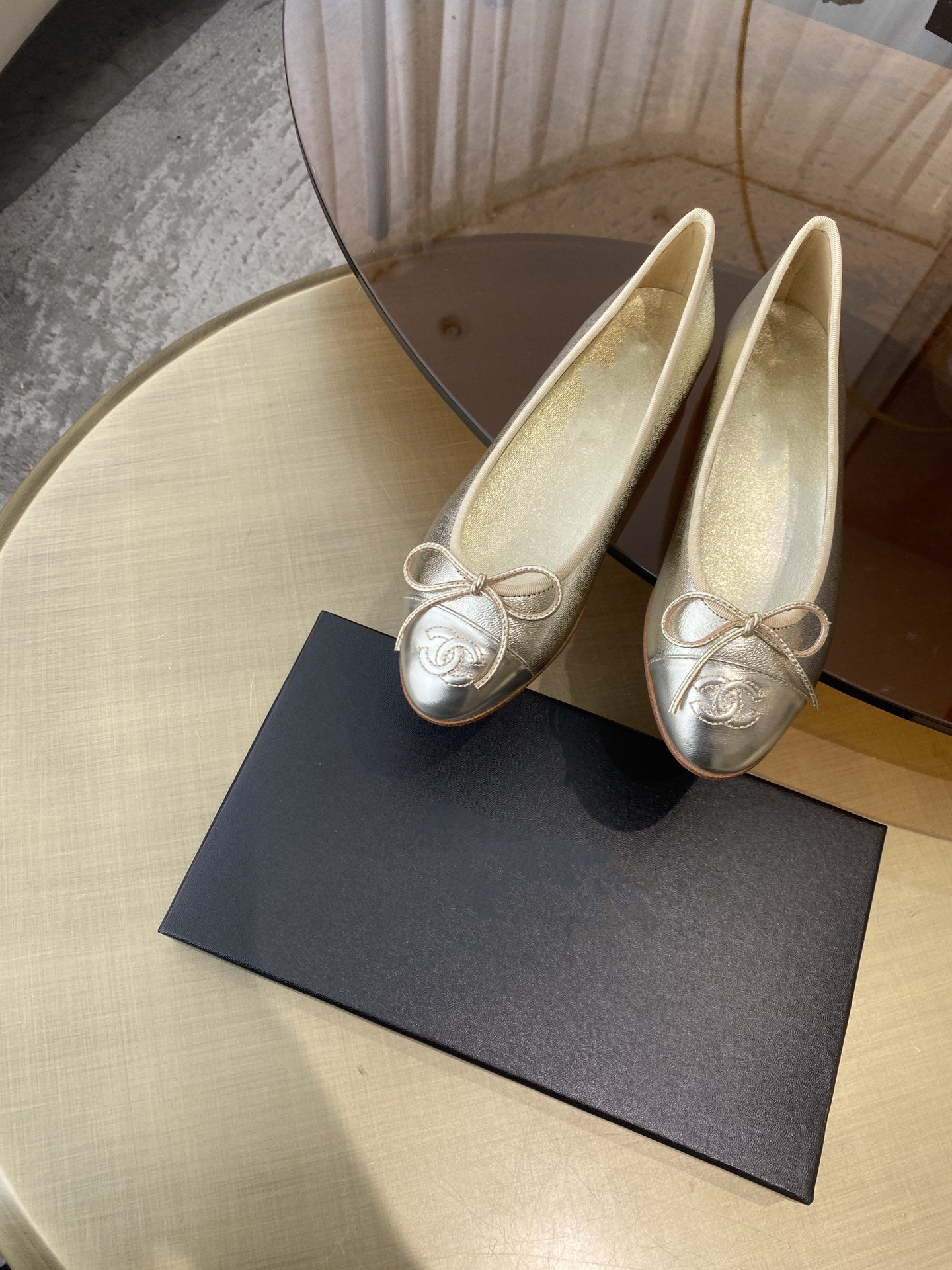 BALLET FLATS LIGHT GOLD LAMBSKIN - 35