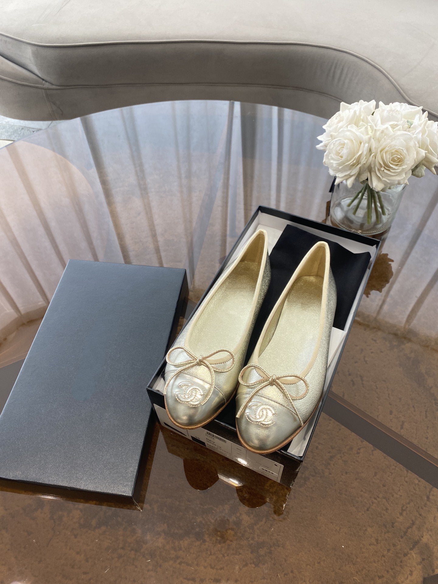 BALLET FLATS LIGHT GOLD LAMBSKIN - 35