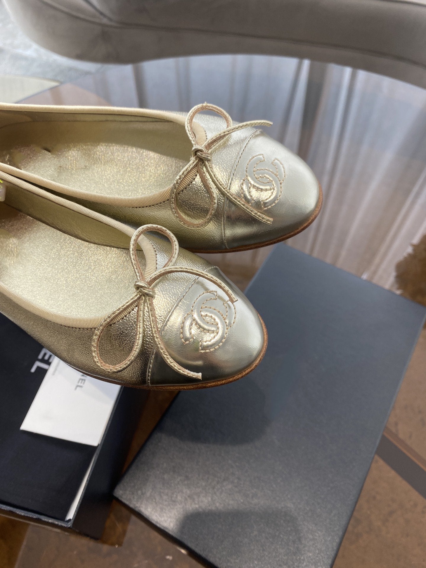 BALLET FLATS LIGHT GOLD LAMBSKIN - 35