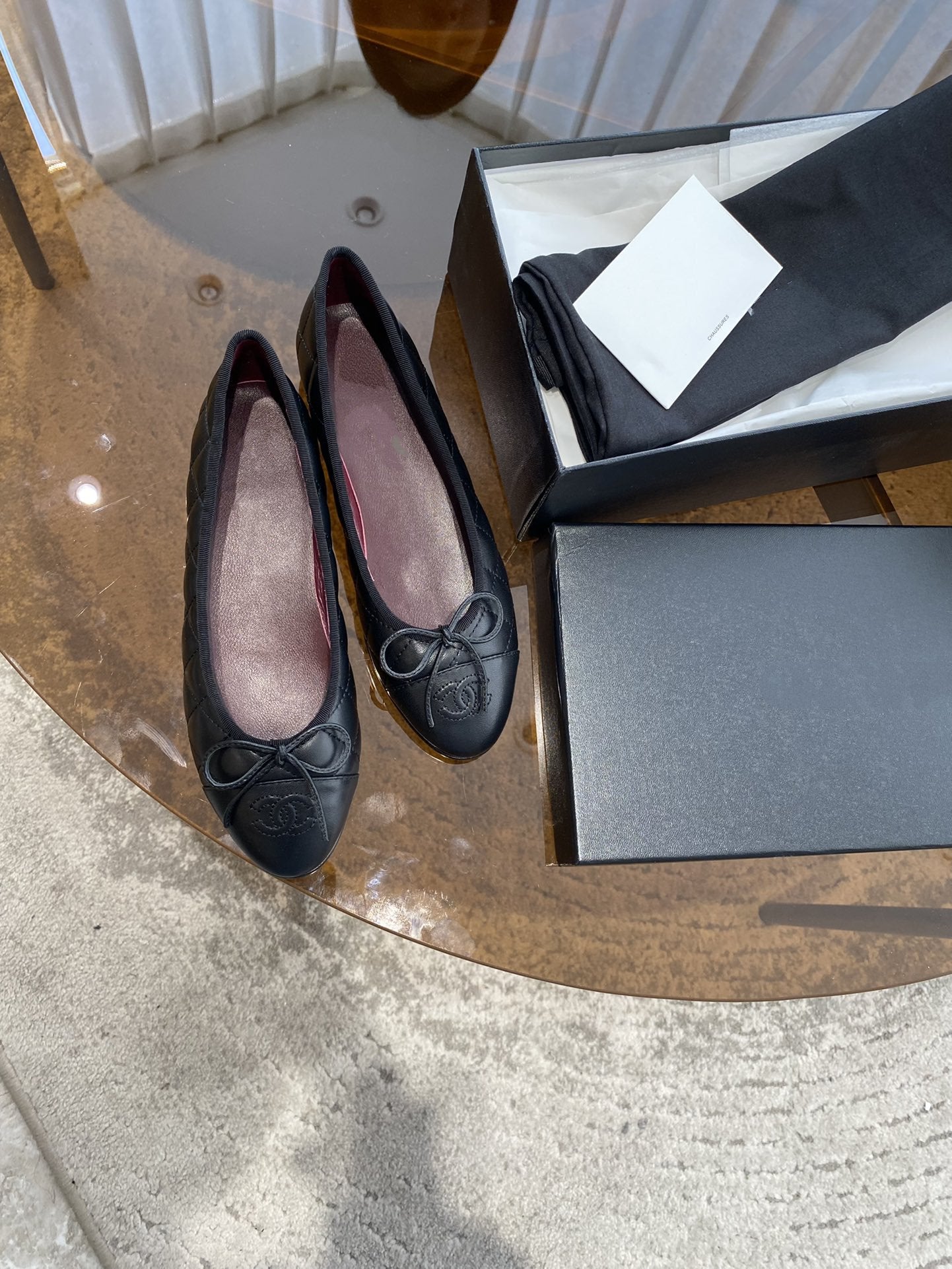 BALLET FLATS BLACK QUILTED LAMBSKIN - 35