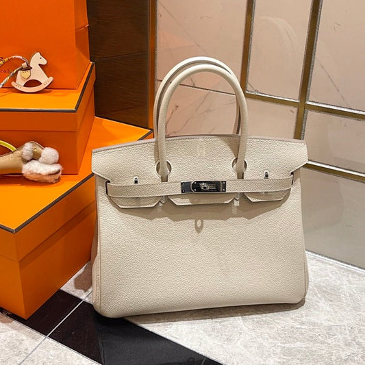 HM BIRKIN 30 СМ КРЕМОВО-БІЛА ШКІРА ТОГО, СРІБНА ФУРНІТУРА