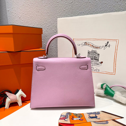 HERMÈS KELLY 25 СМ РОЖЕВА ШКІРА EPSOM СРІБНА ФУРНІТУРА