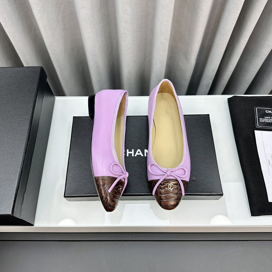 ballet flats pink brown lambskin - 35