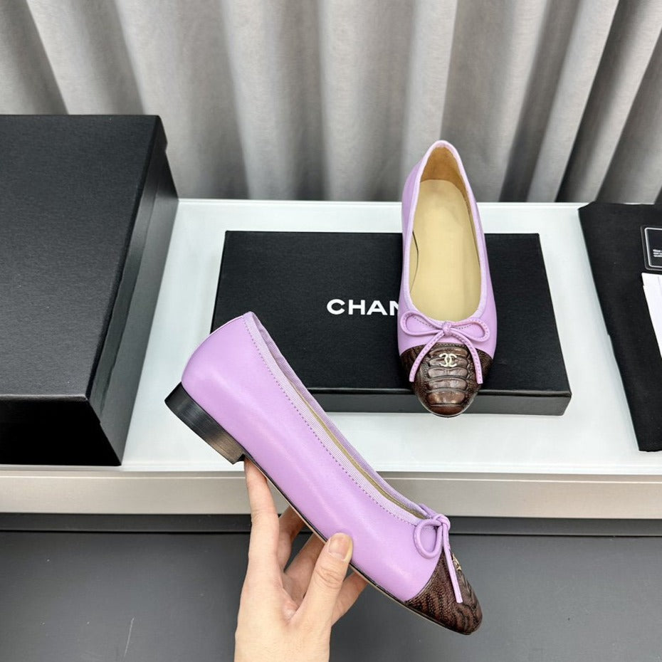 ballet flats pink brown lambskin - 35