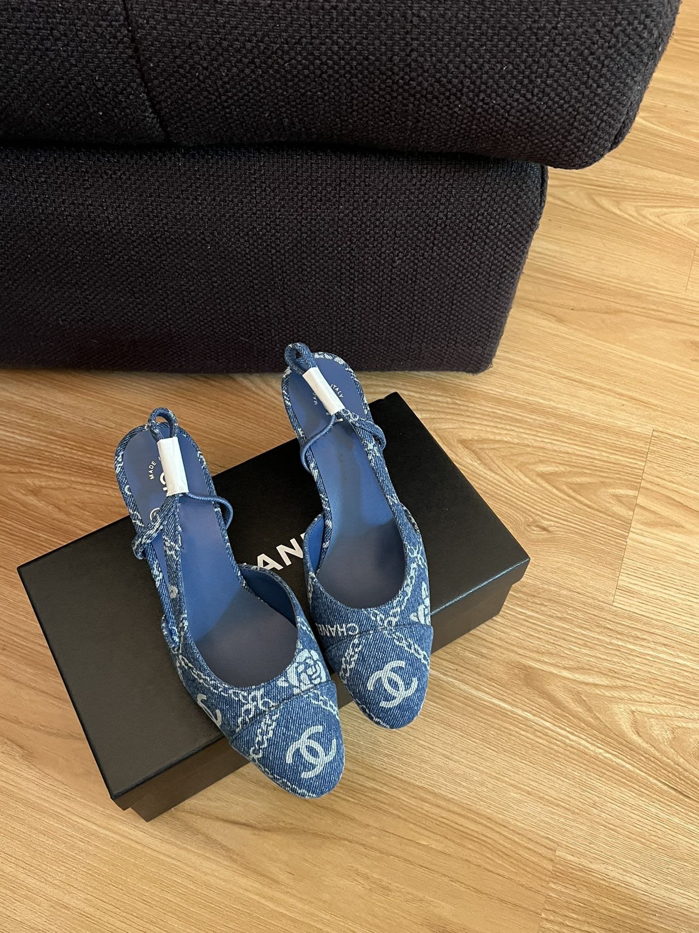 high slingbacks blue denim - 35