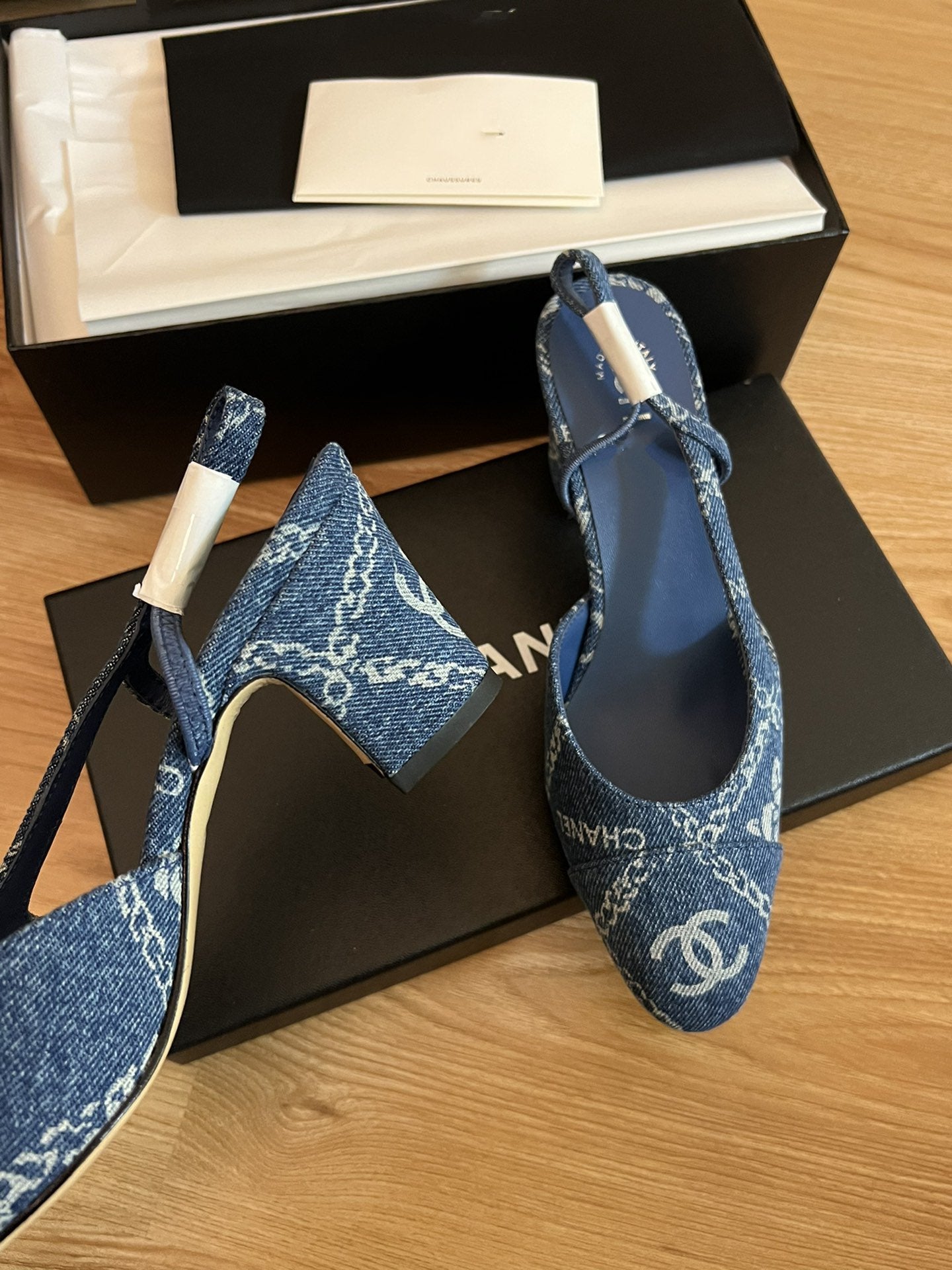 high slingbacks blue denim - 35