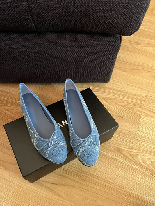 ballet flats light blue denim - 35