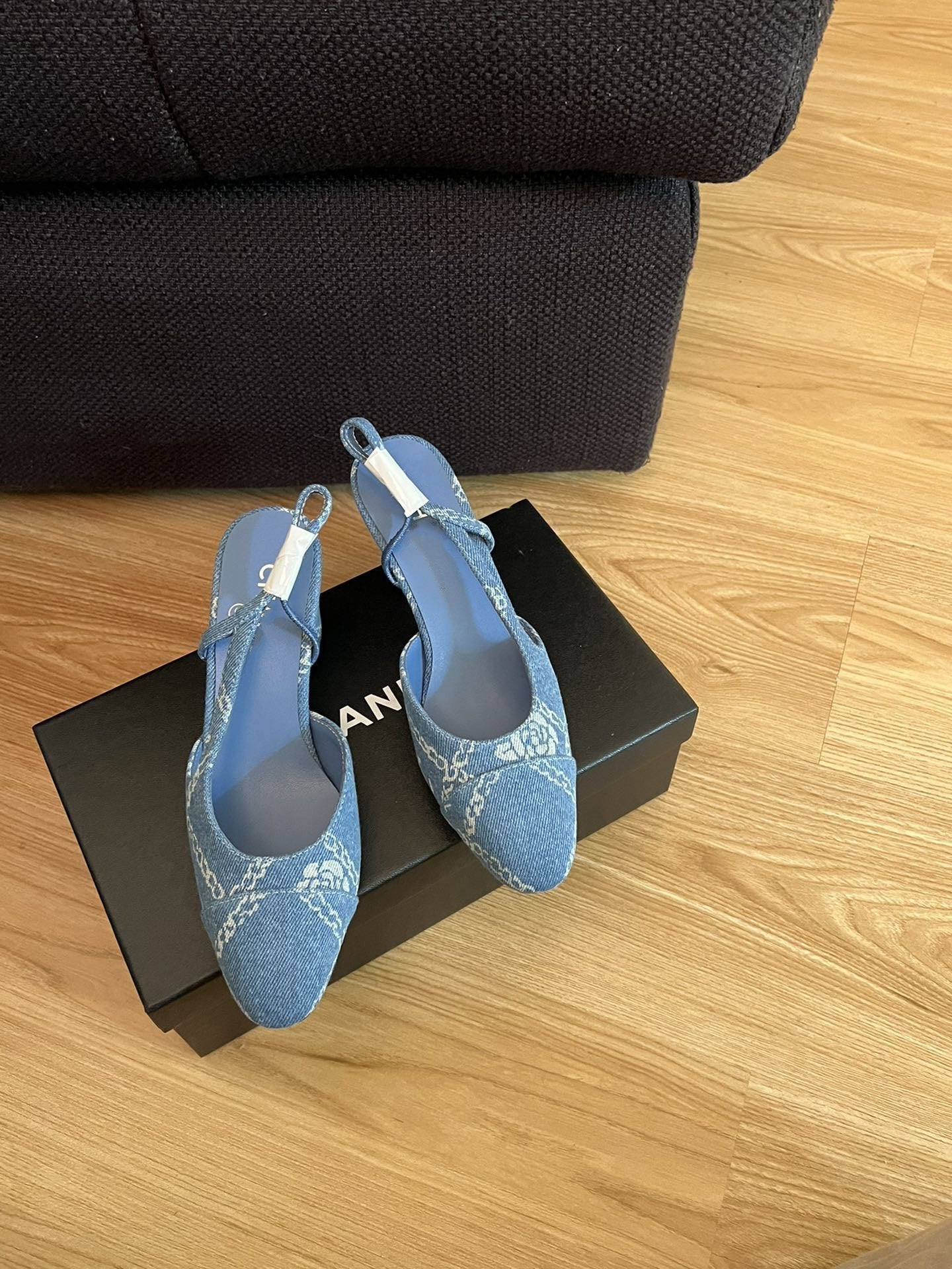 high slingbacks light blue denim - 35