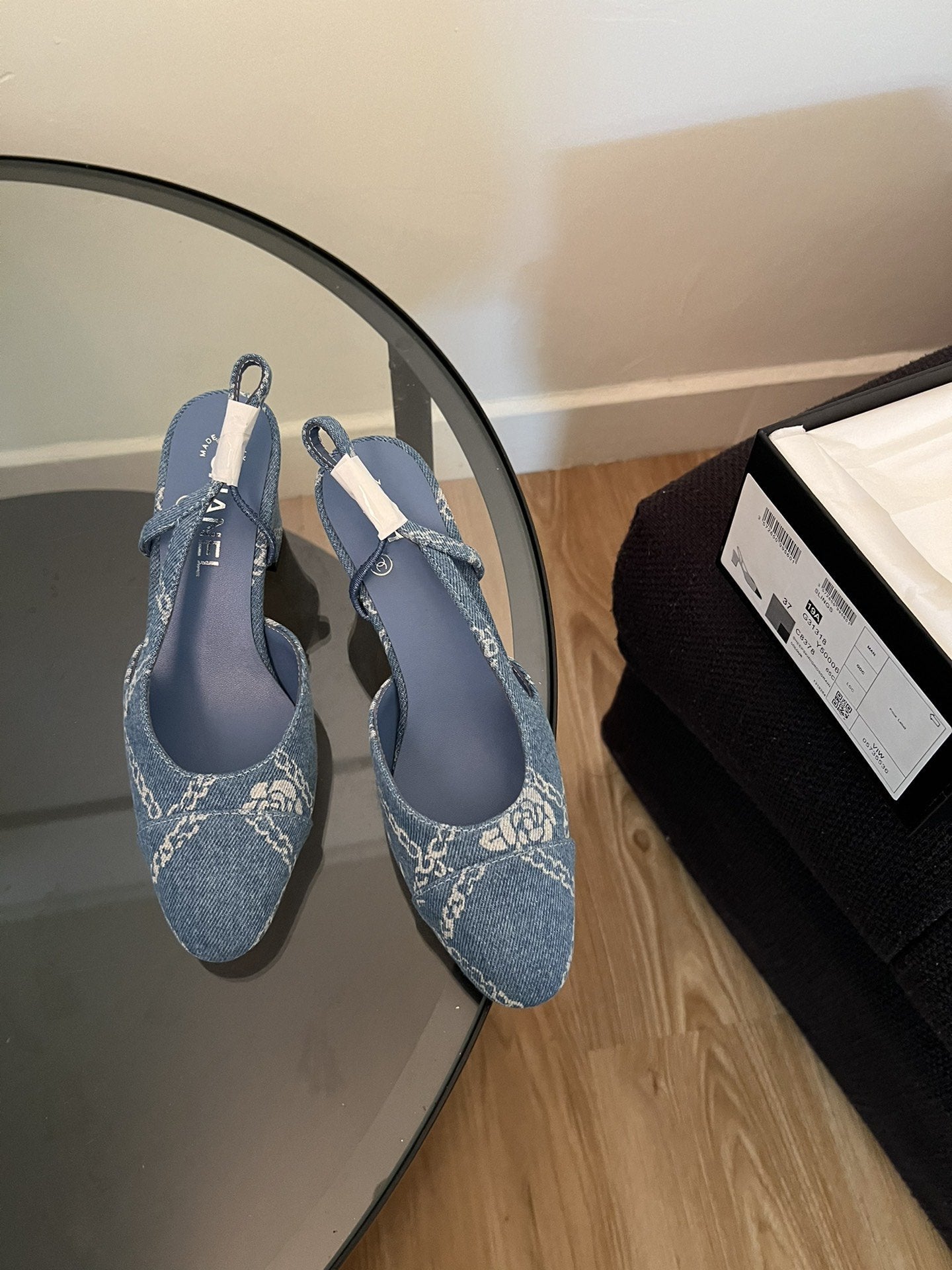 high slingbacks light blue denim - 35