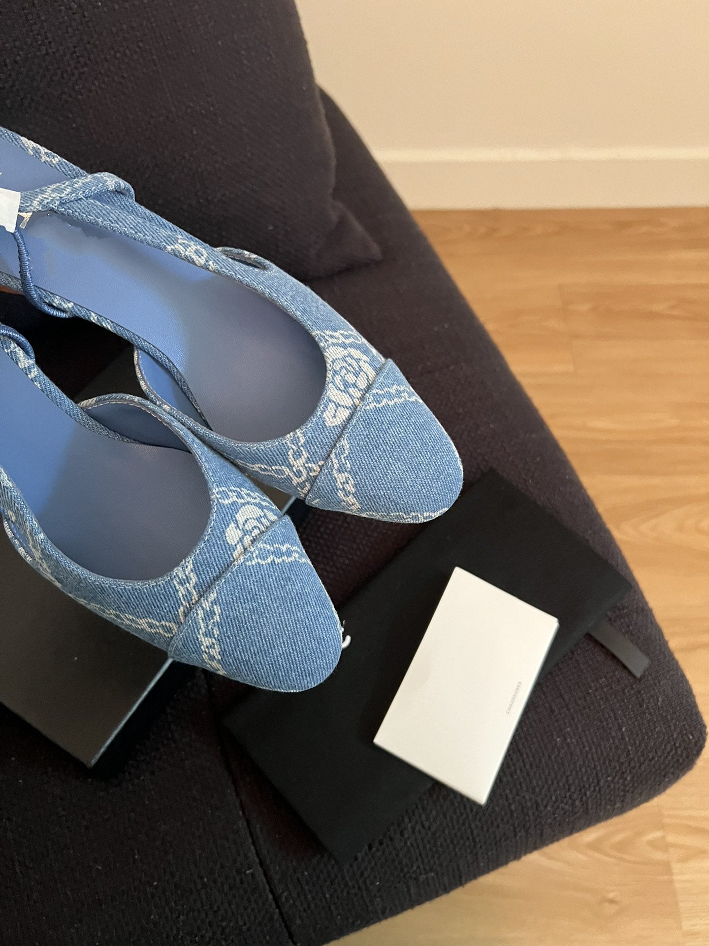 high slingbacks light blue denim - 35