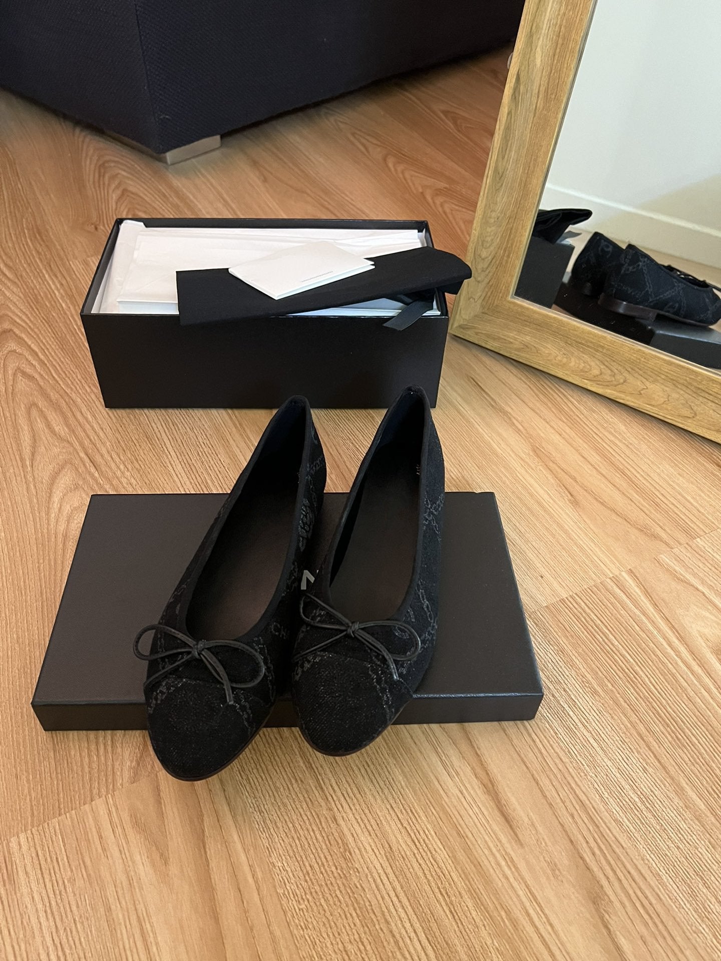 ballet flats black denim - 35