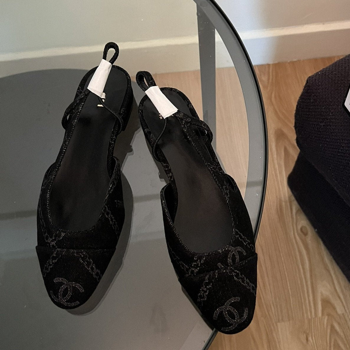 slingbacks black denim - 35