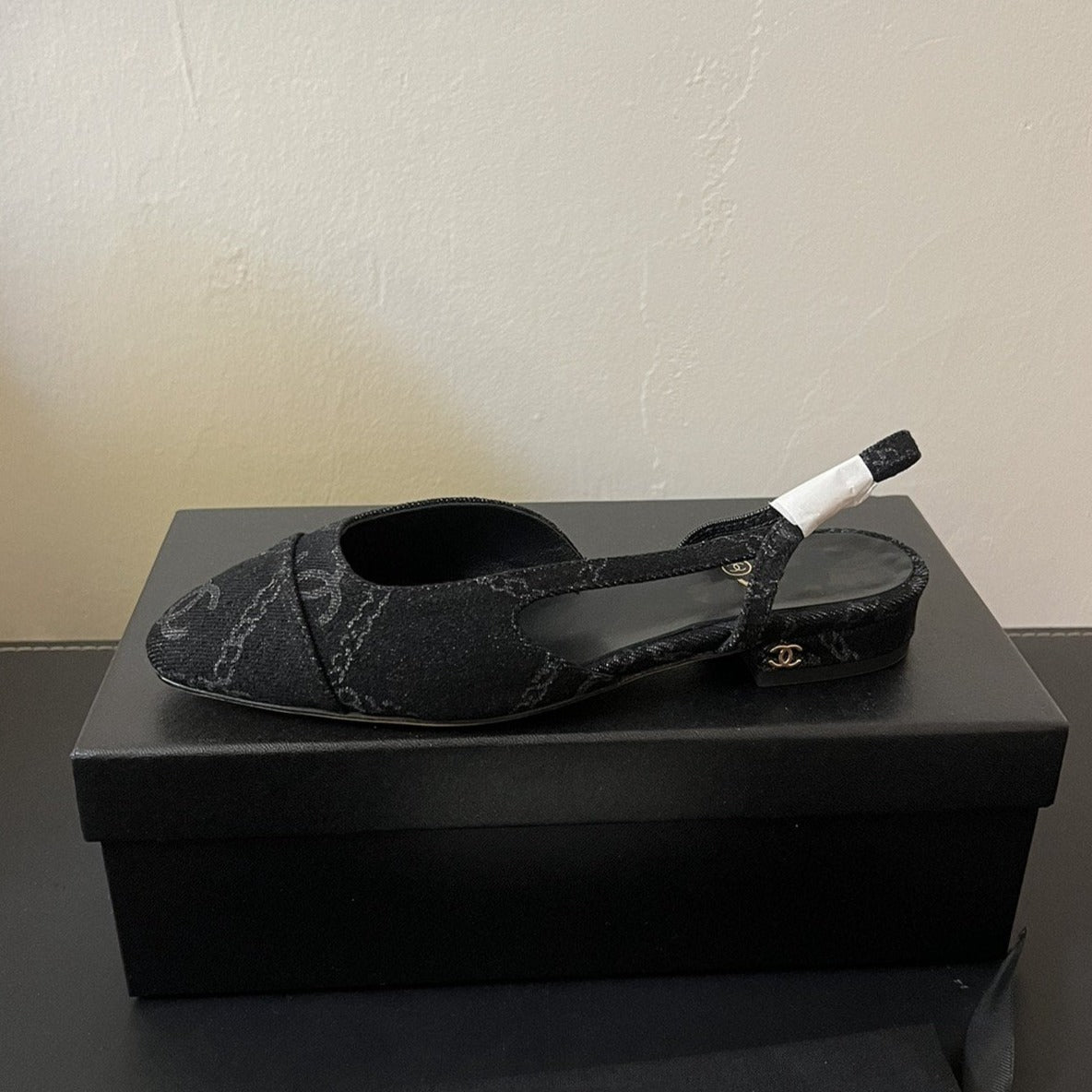 slingbacks black denim - 35