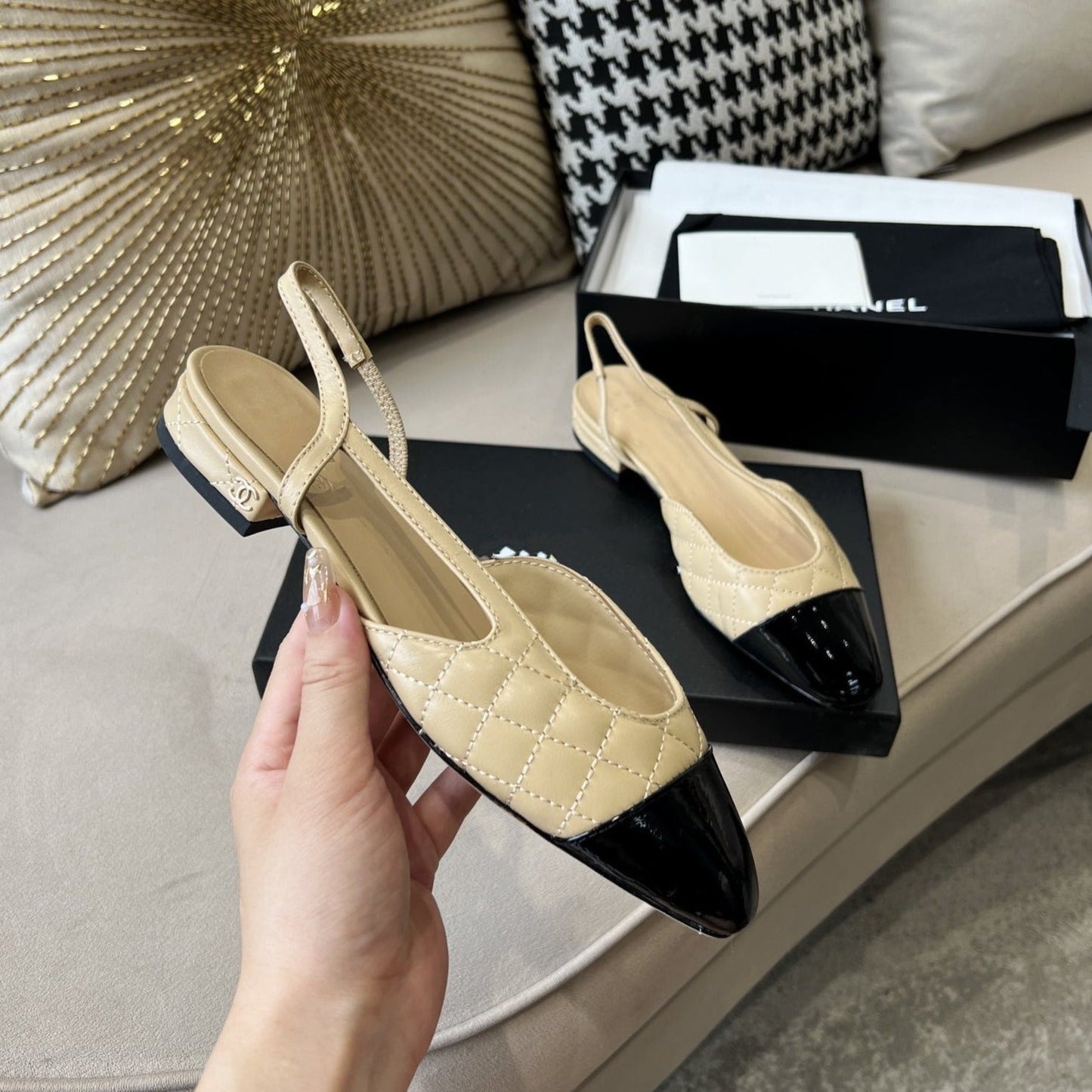 slingbacks beige quilted calfskin - 35