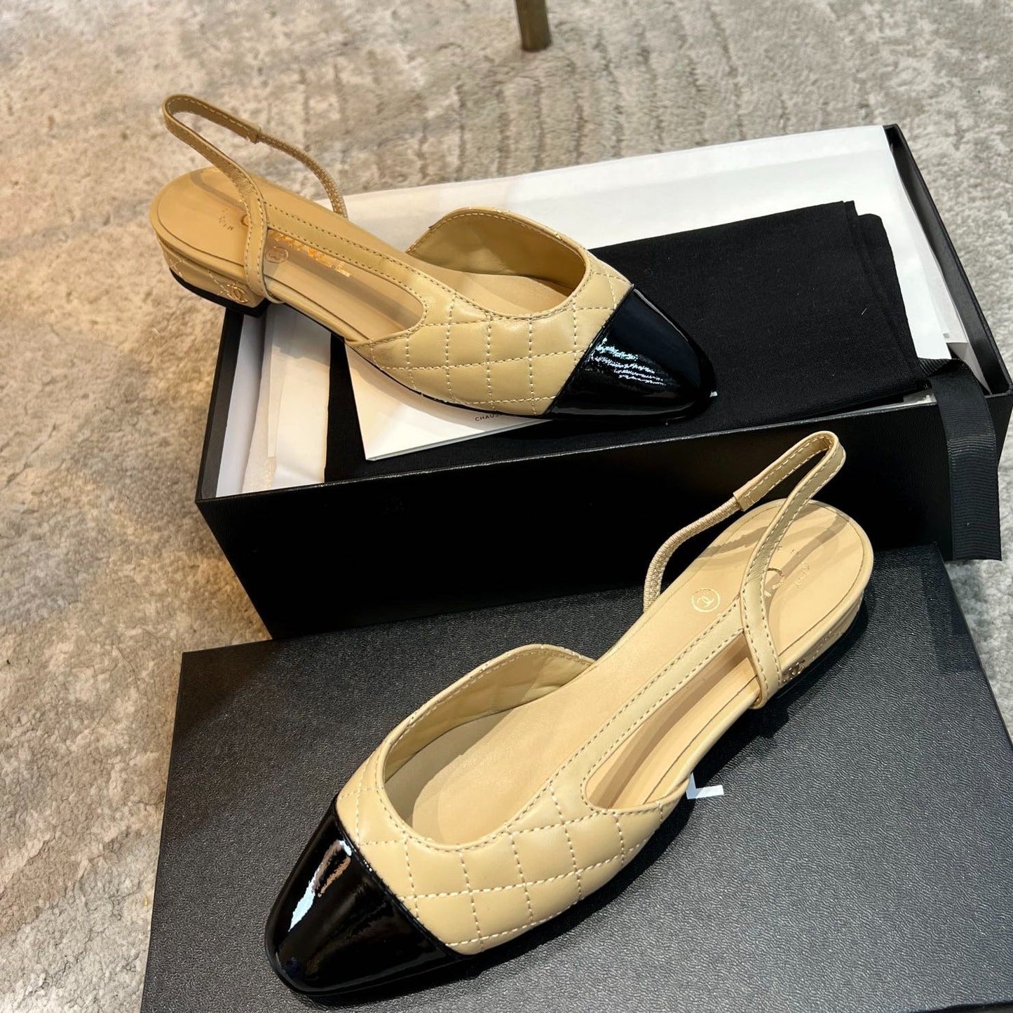 slingbacks beige quilted calfskin - 35