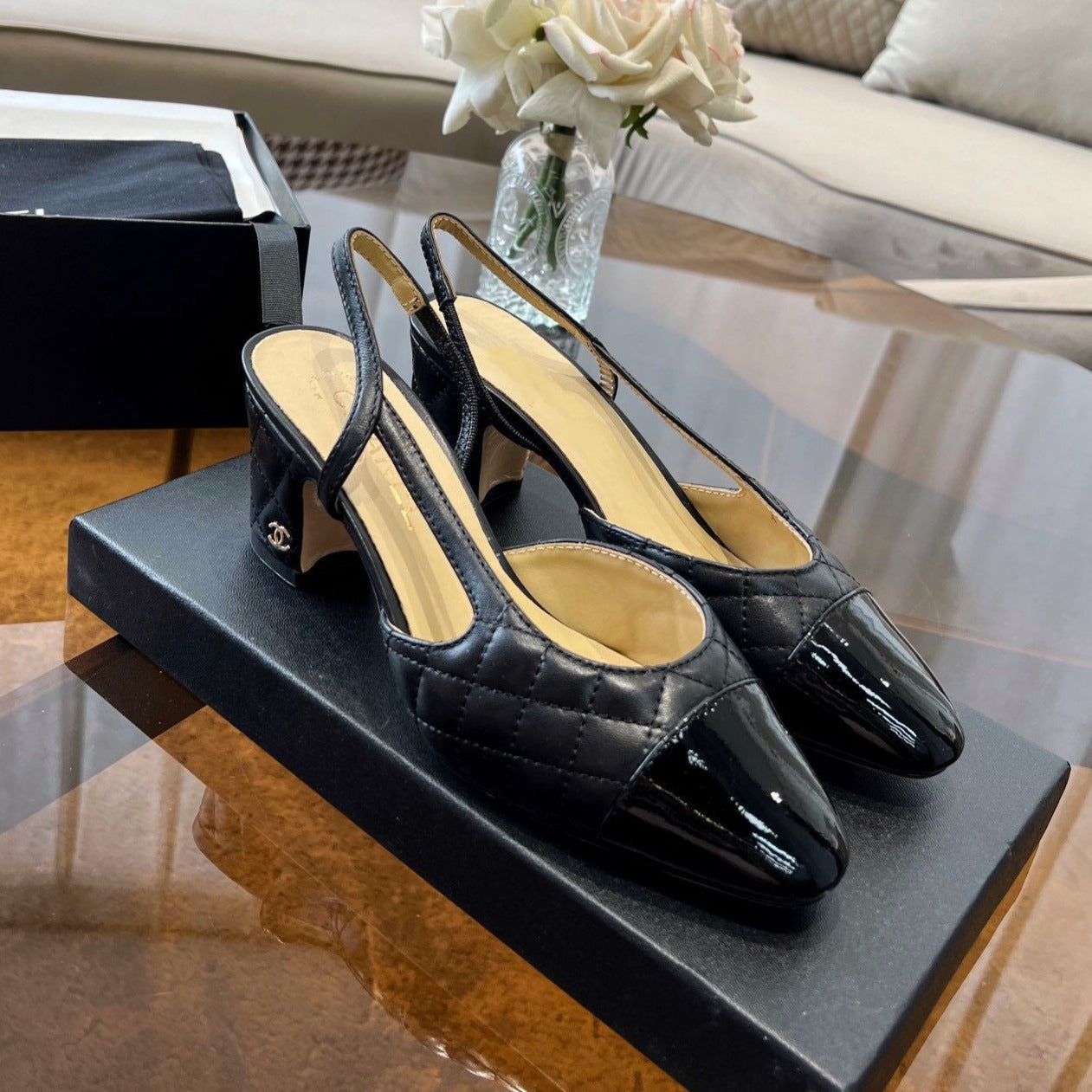 slingbacks black quilted calfskin - 35