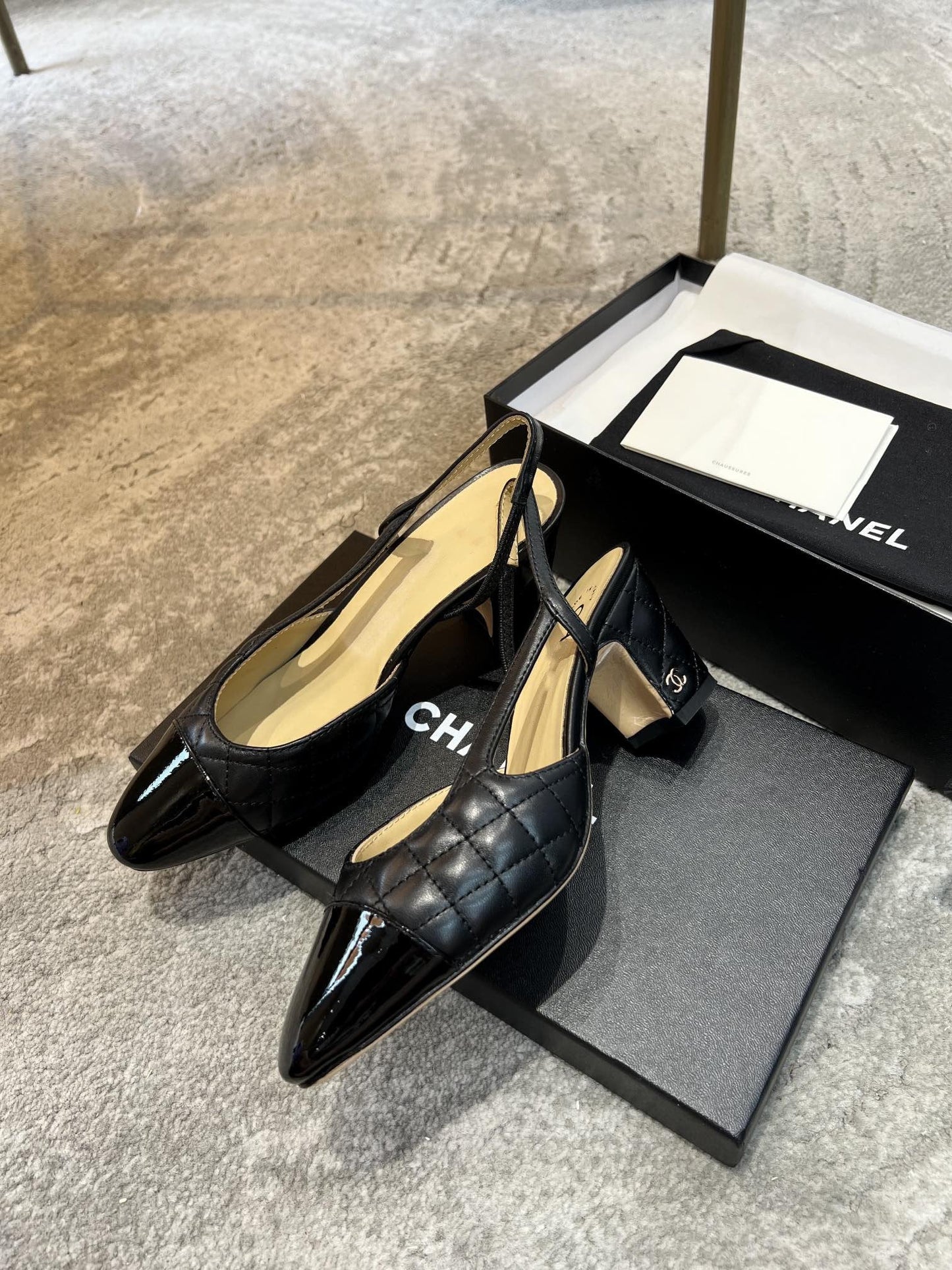 high slingbacks black quilted lambskin - 35