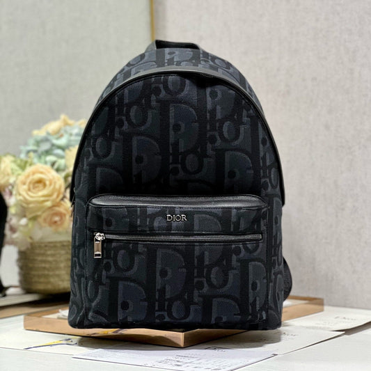 RIDER BACKPACK BLACK OBLIQUE JACQUARD - 30CM
