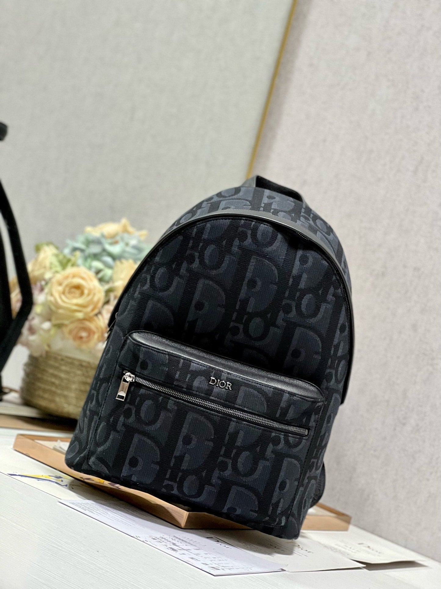RIDER BACKPACK BLACK OBLIQUE JACQUARD - 30CM