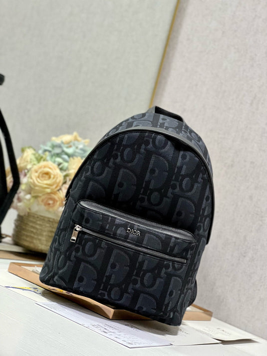 RIDER BACKPACK BLACK OBLIQUE JACQUARD - 30CM