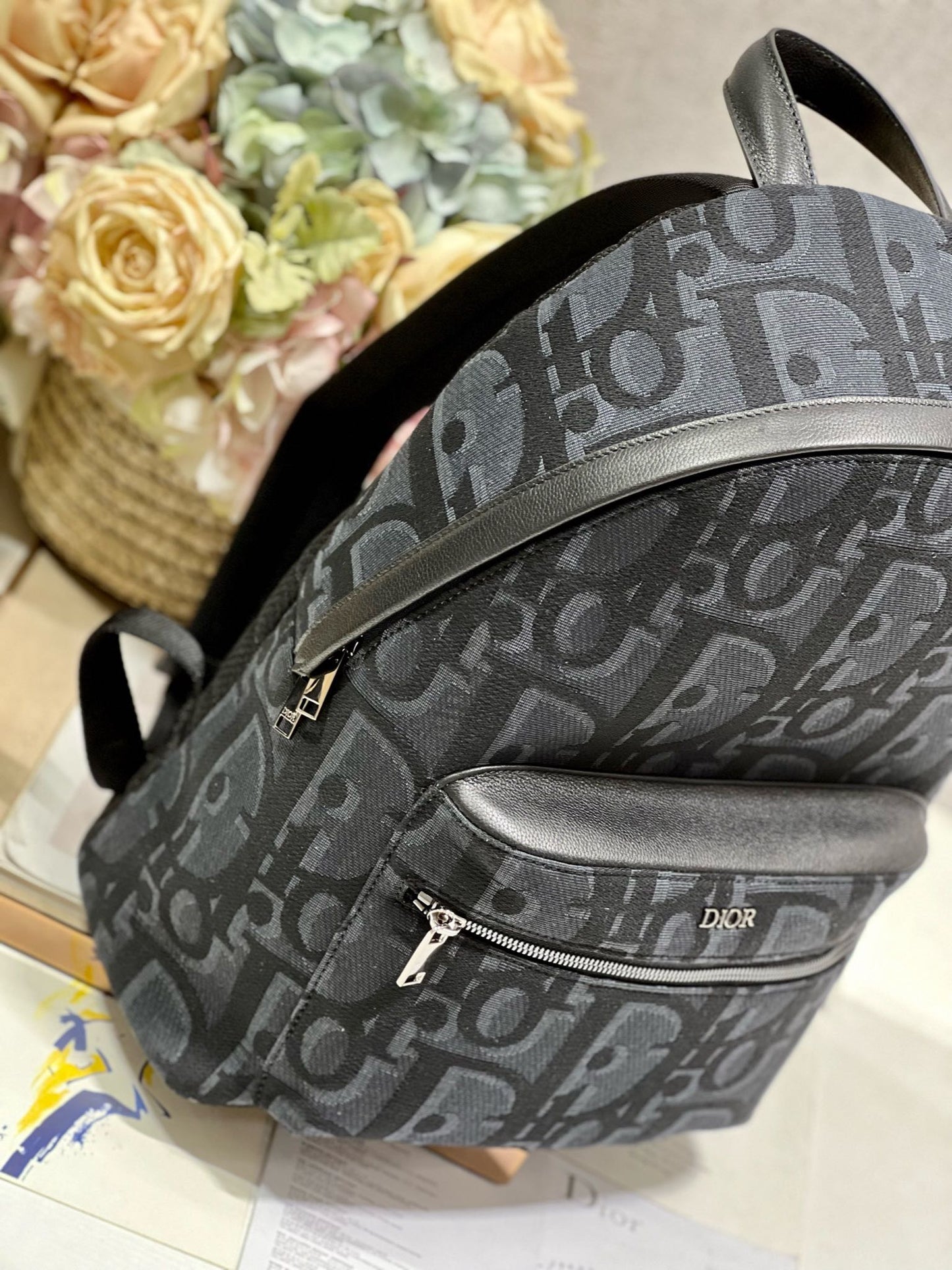 RIDER BACKPACK BLACK OBLIQUE JACQUARD - 30CM