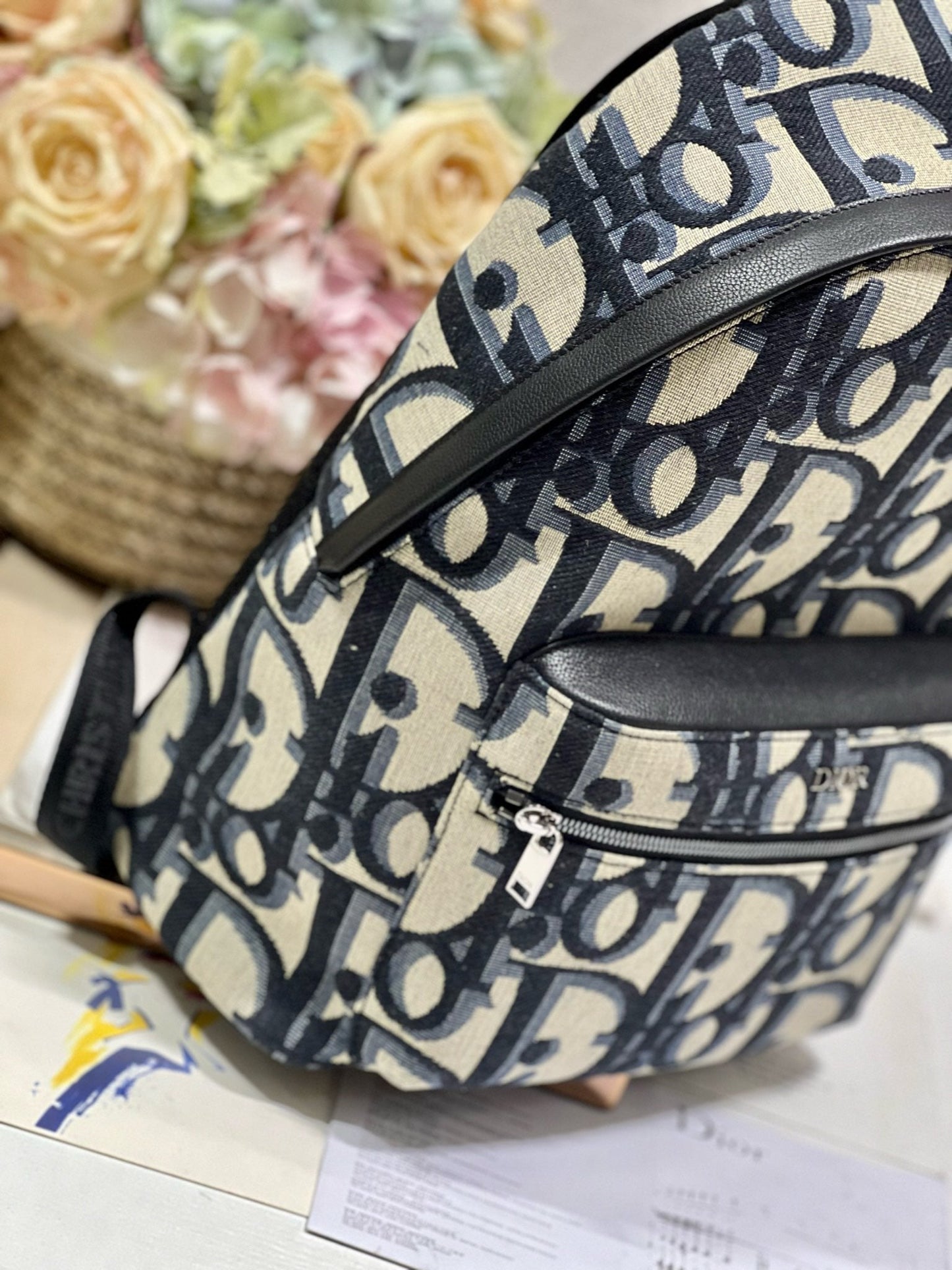 RIDER BACKPACK WHITE OBLIQUE JACQUARD - 30CM