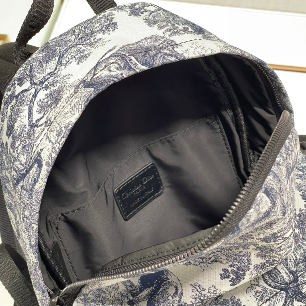 TRAVEL BACKPACK 20CM WHITE BLUE OBLIQUE JACQUARD - 30CM