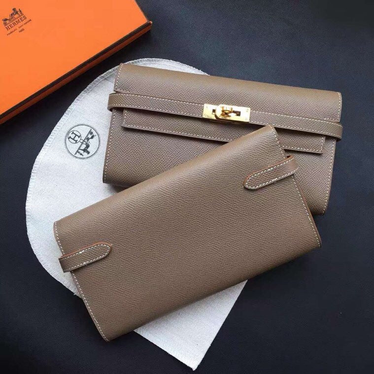 HM KELLY CLASSIC WALLET 20.5 CEDAR CALFSKIN - GOLD HARDWARE