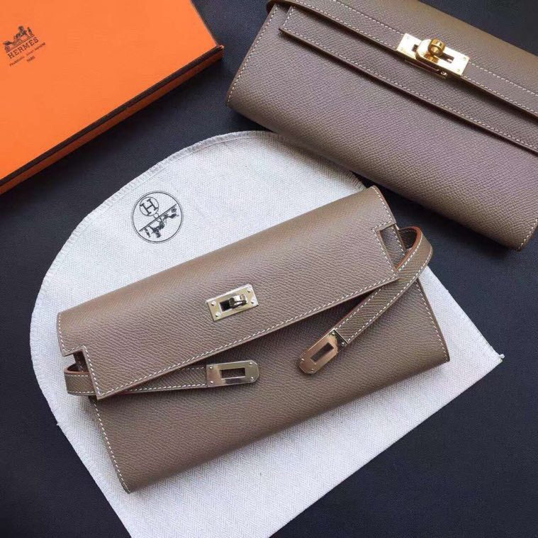 HM KELLY CLASSIC WALLET 20.5 CEDAR CALFSKIN - GOLD HARDWARE