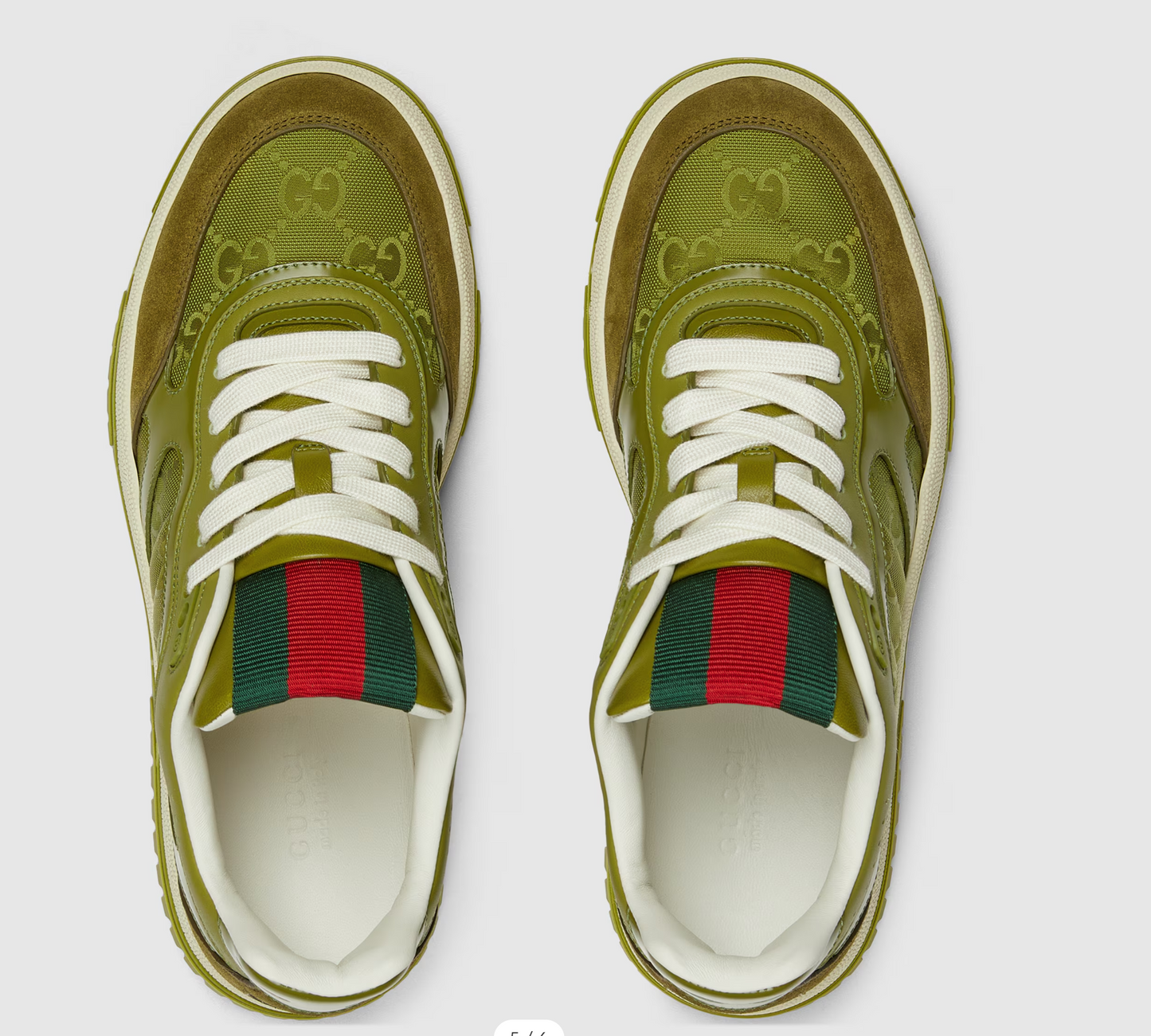 GG RE-WEB SNEAKER IN DARK GREEN CALSKIN GG CANVAS - 35