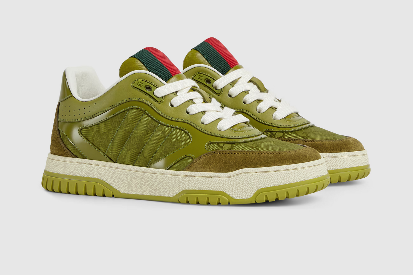 GG RE-WEB SNEAKER IN DARK GREEN CALSKIN GG CANVAS - 35