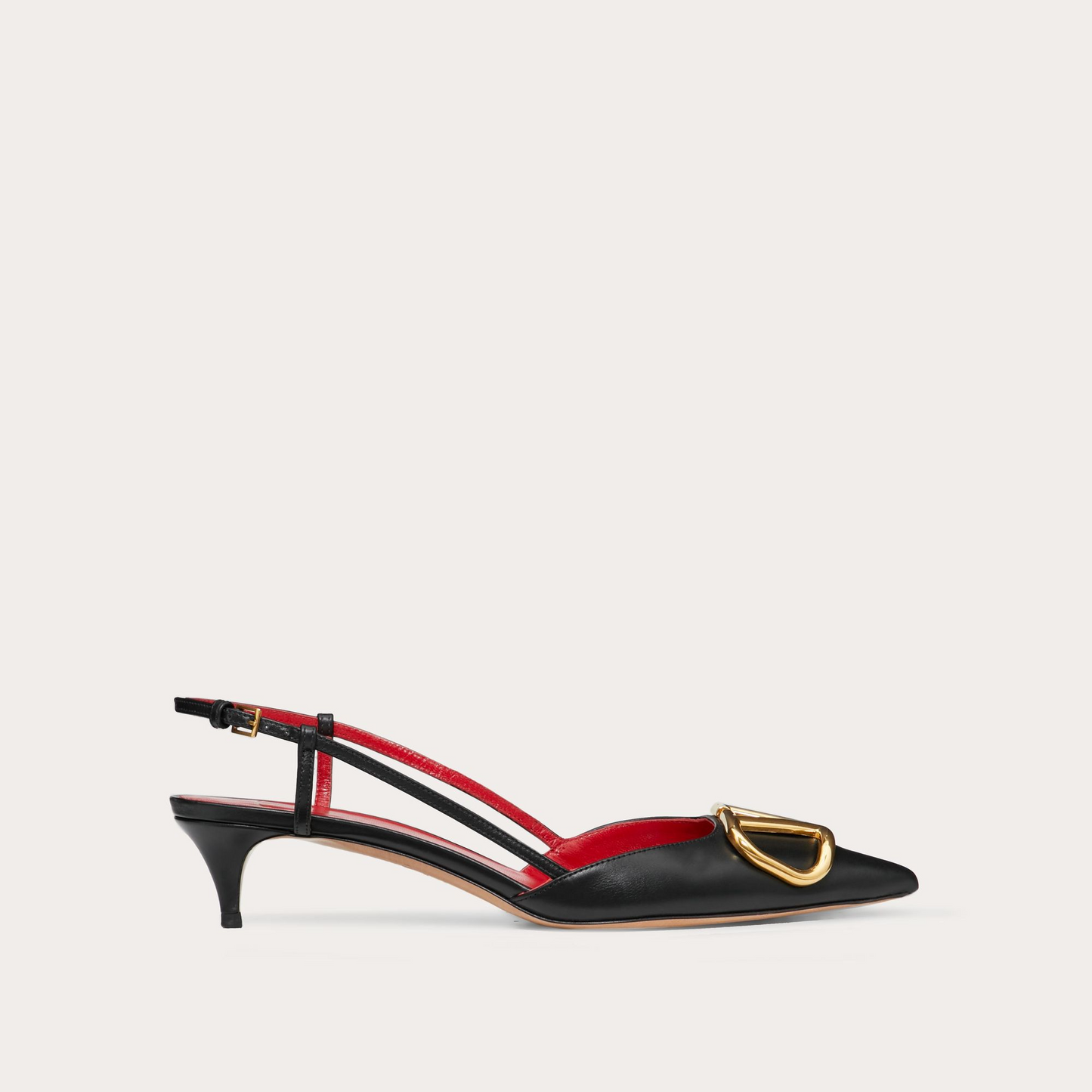 VLOGO SIGNATURE BLACK CALFSKIN SLINGBACK PUMP - 35 / 40 mm