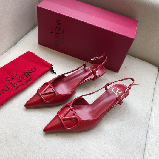 VLOGO SIGNATURE CHERRY RED CALFSKIN HIGH SLINGBACK PUMP 4 CM - 34
