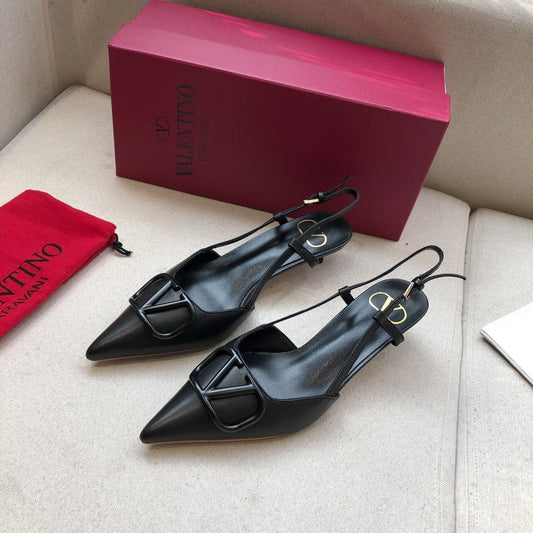 VLOGO SIGNATURE BLACK CALFSKIN HIGH SLINGBACK PUMP 4 CM - 34