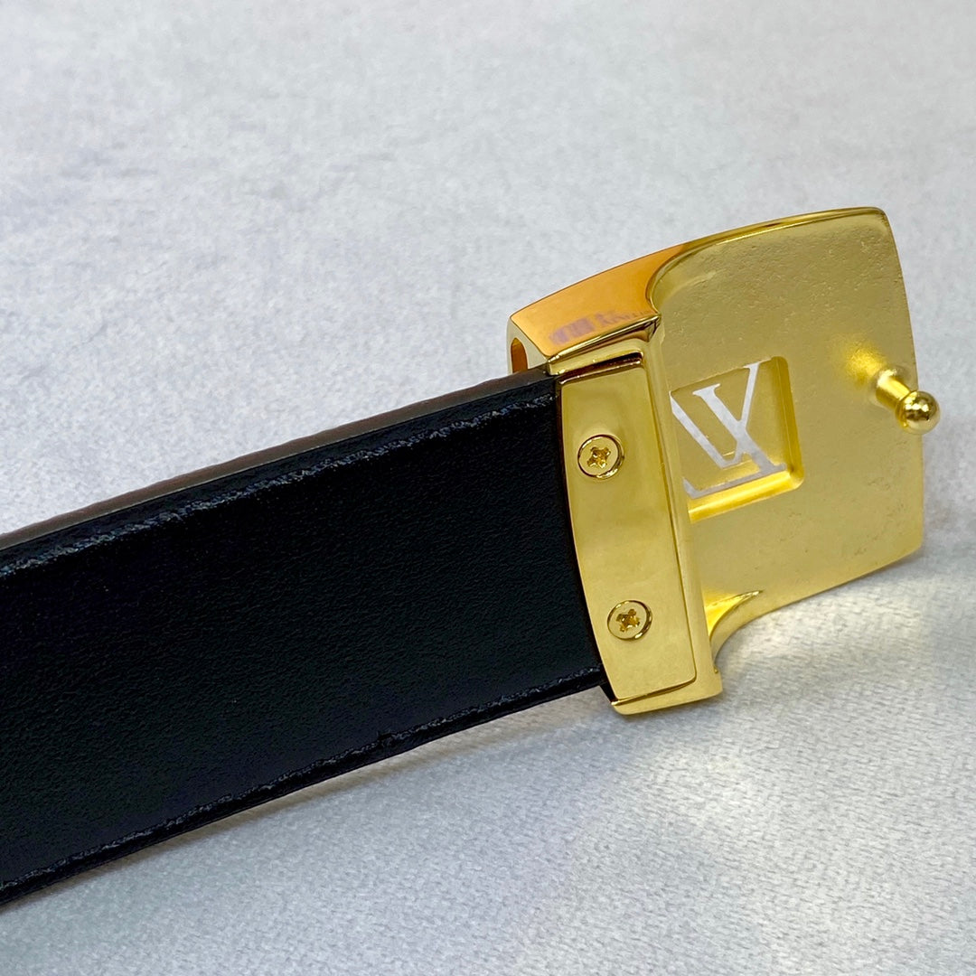 LV 35 MM BELT MULTICOLOR MIX BLACK MONOGRAM CALFSKIN GOLD HARDWARE - 30