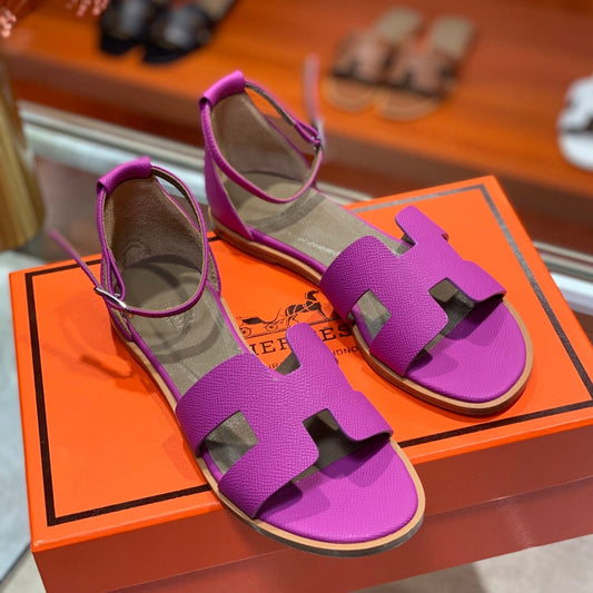 SANTORINI SANDAL RED VIOLET CALFSKIN - 34
