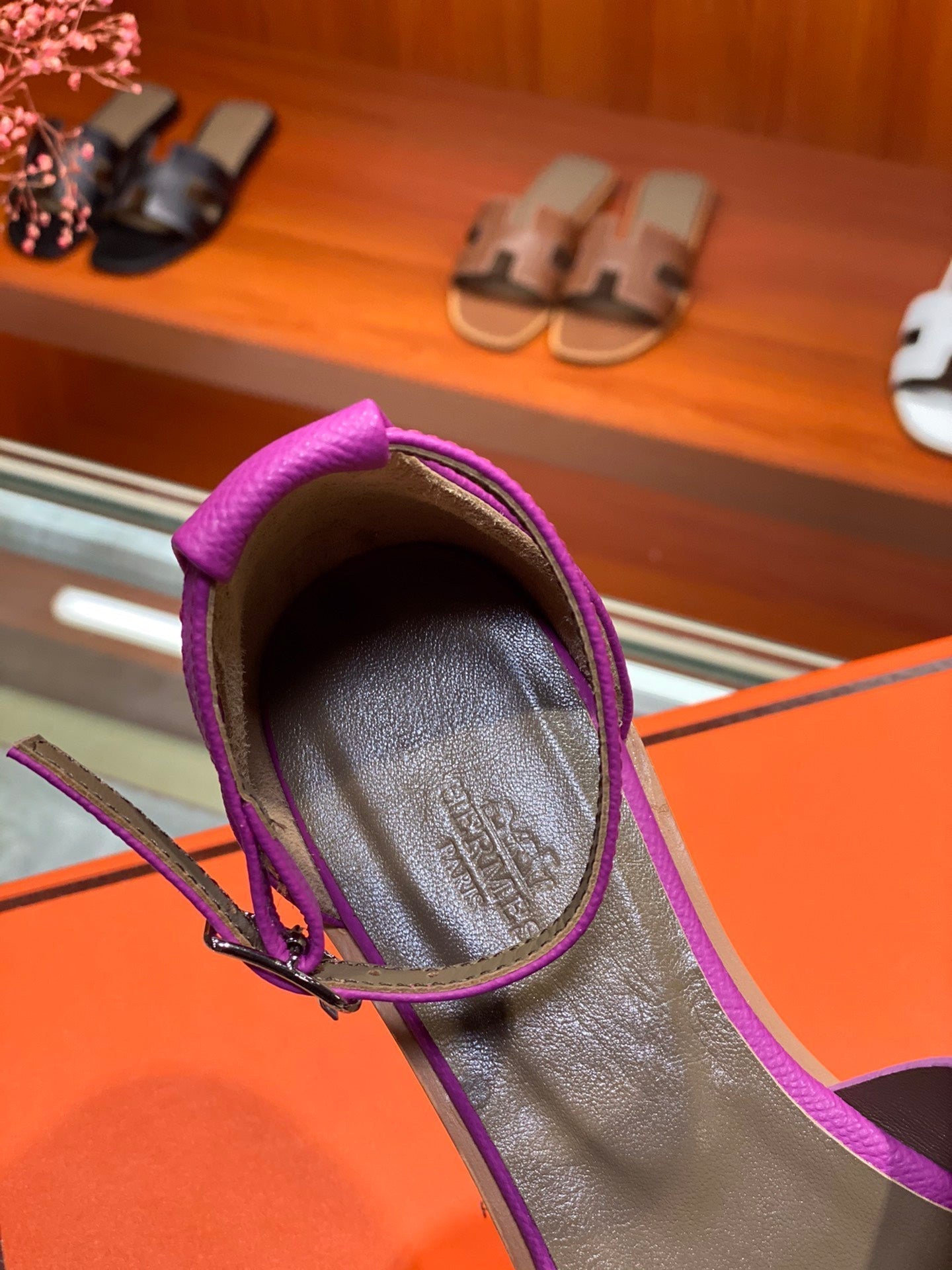SANTORINI SANDAL RED VIOLET CALFSKIN - 34