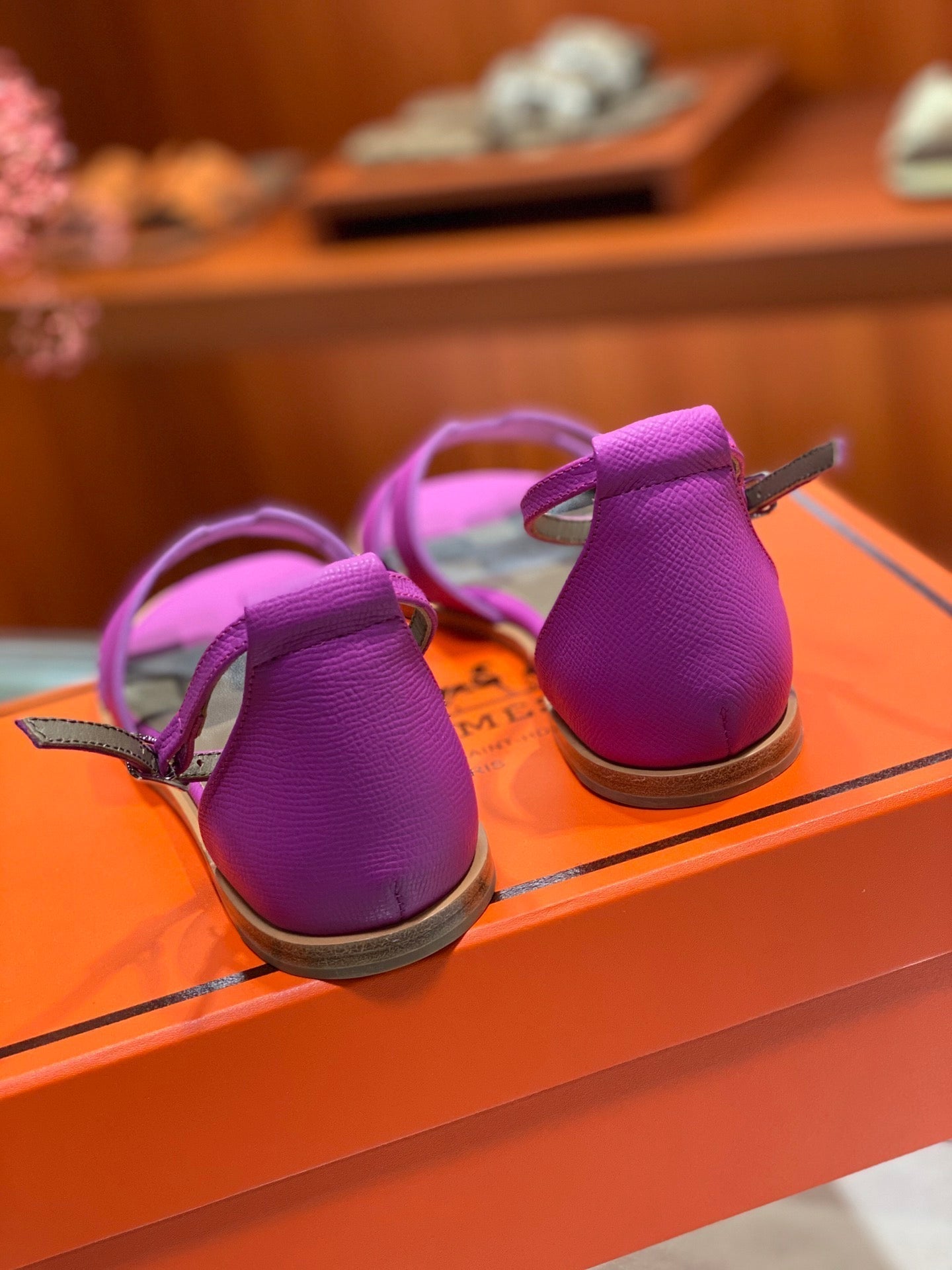 SANTORINI SANDAL RED VIOLET CALFSKIN - 34