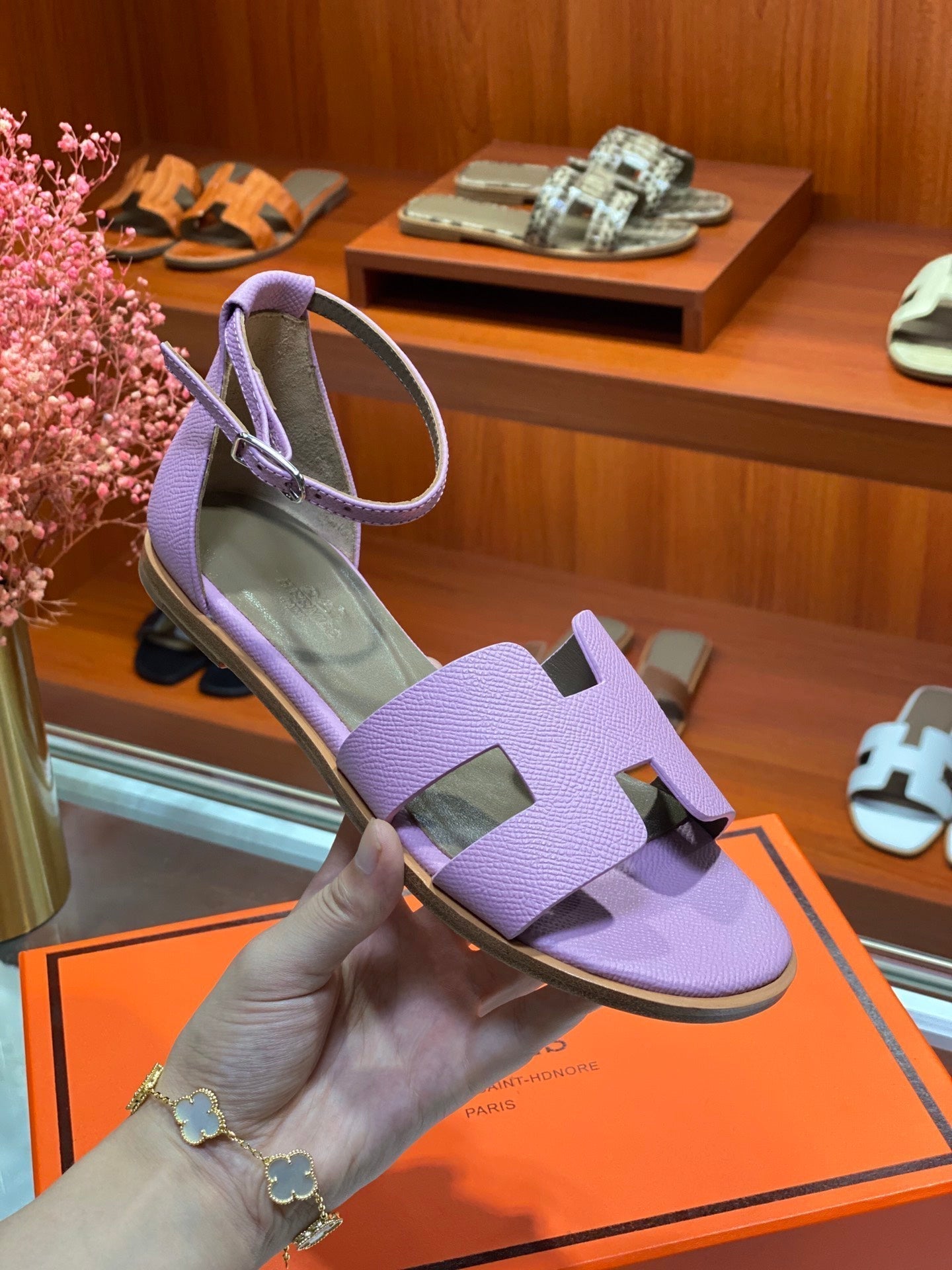 SANTORINI SANDAL LAVENDER CALFSKIN - 34