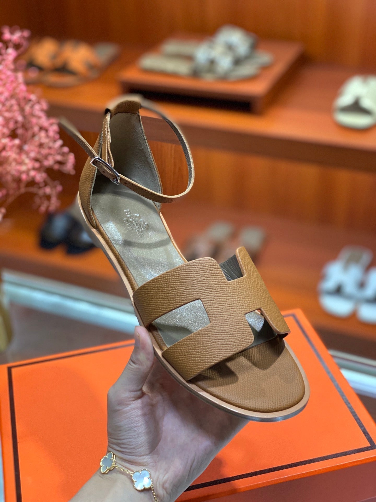 SANTORINI SANDAL COPPER CALFSKIN - 34