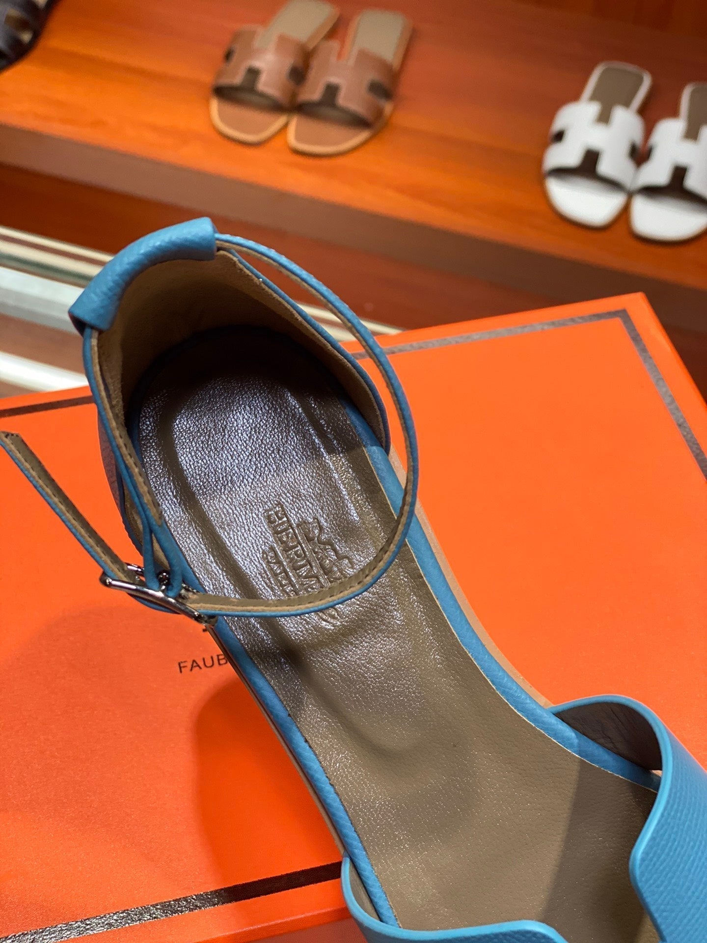 SANTORINI SANDAL CERULEAN CALFSKIN - 34