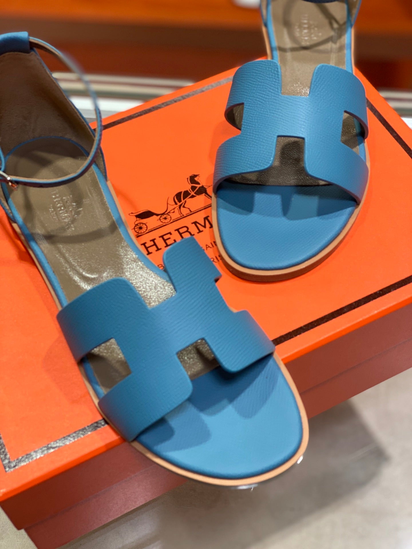 SANTORINI SANDAL CERULEAN CALFSKIN - 34